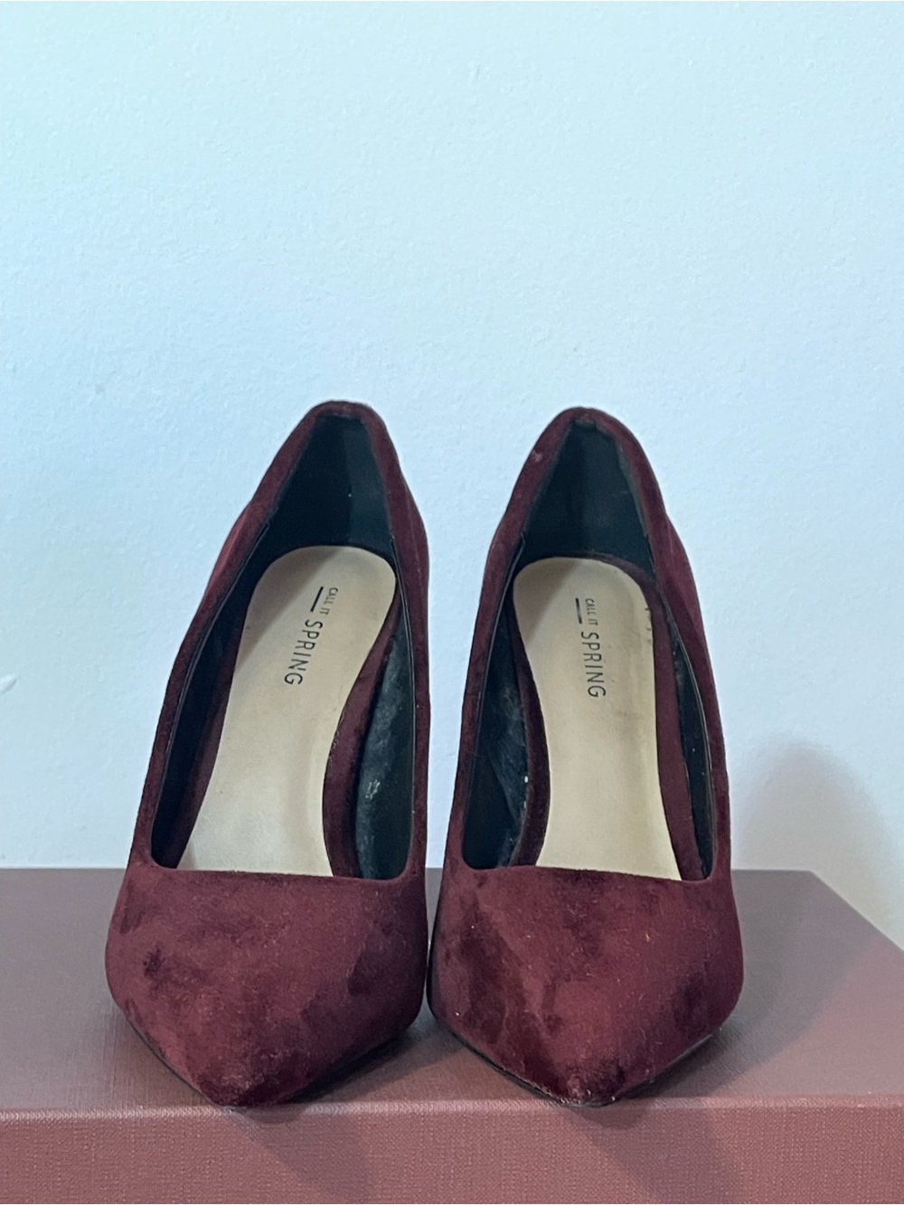 Call It Spring Women's Burgundy Suede Pointed Toe Pumps